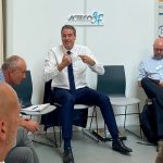 Olivier Becht, député du Haut-Rhin, échange avec les dirigeants des entreprises membres d'Acteco3f, le 28 août